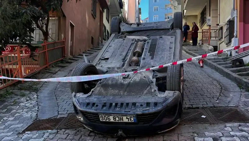 El Freni Çekilmeyen Araçta Dehşet Verici Kaza: Takla Attı!